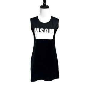 NWOT MSGM Logo-print Cotton Mini Dress Black Sleeveless Casual Women’s Small
